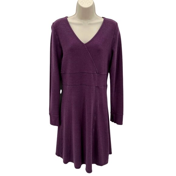 Horny Toad Womens Purple Tomboy Faux Wrap Tencel Blend Long Sleeve Dress Size M - Picture 1 of 10